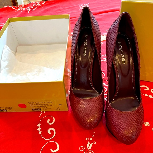 Barbour python leather blood red Sergio Rossi - Picture 1 of 14